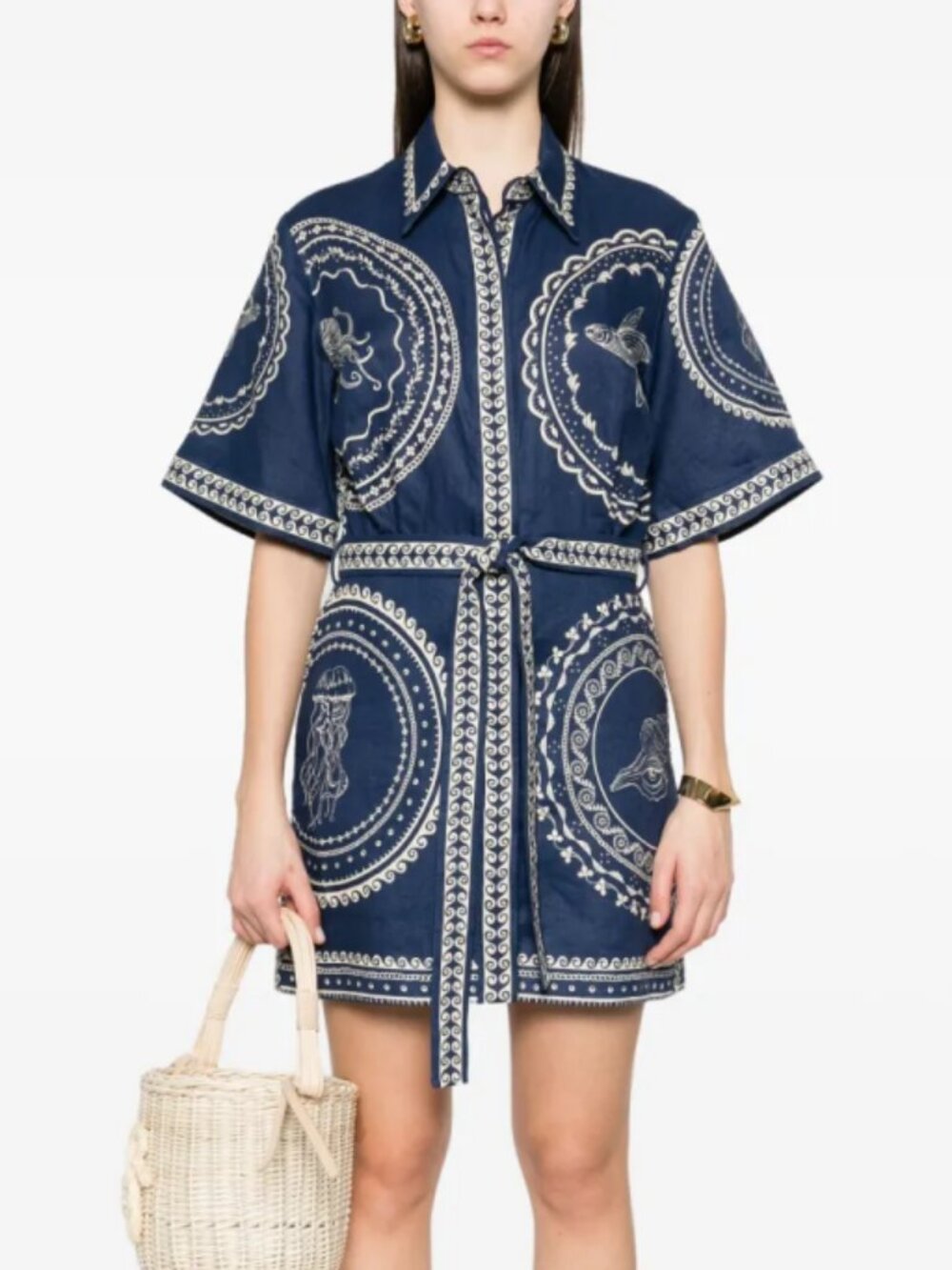 Alemaizosena floral pattern dark blue dress